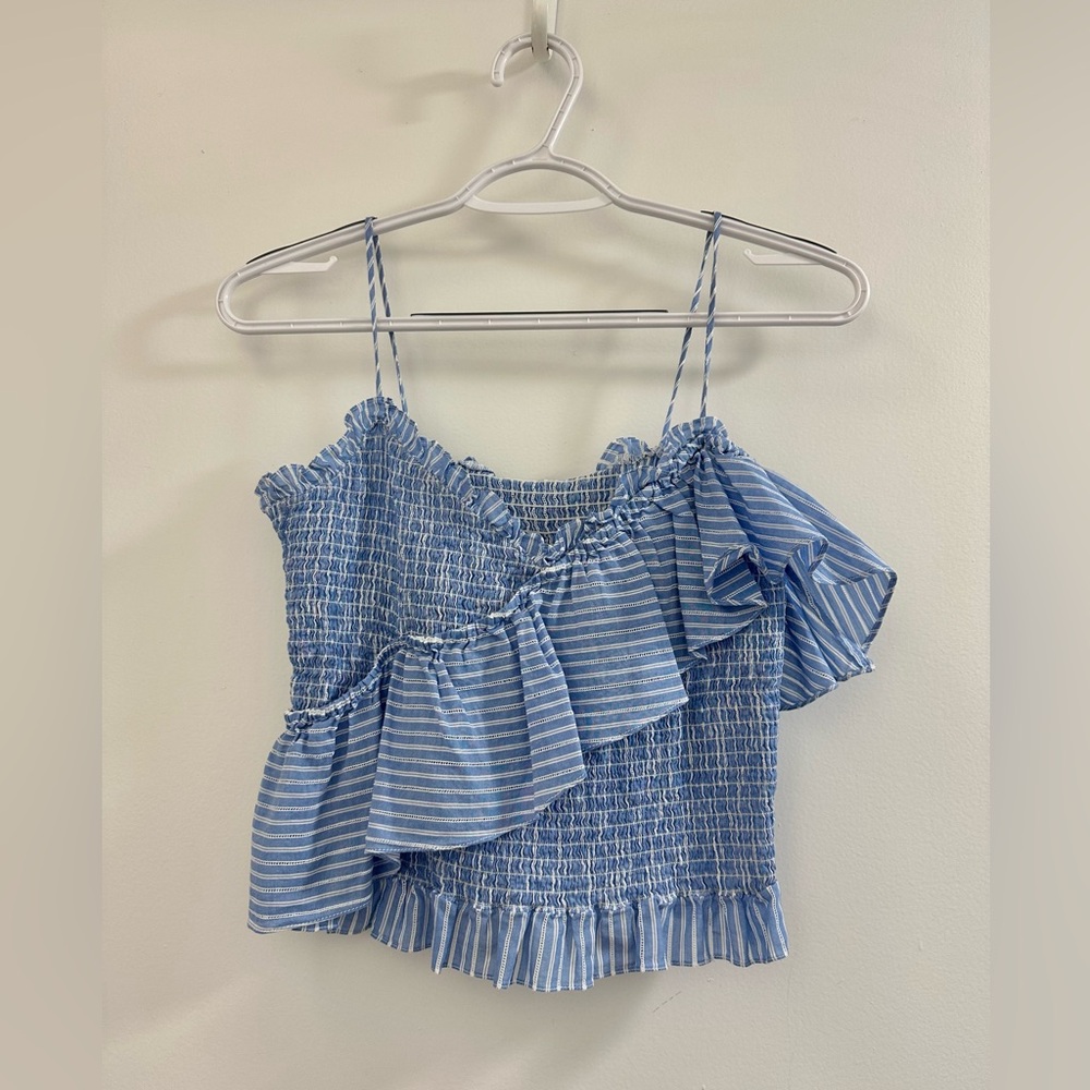 Cinq à Sept Blue Ruffled Blouse